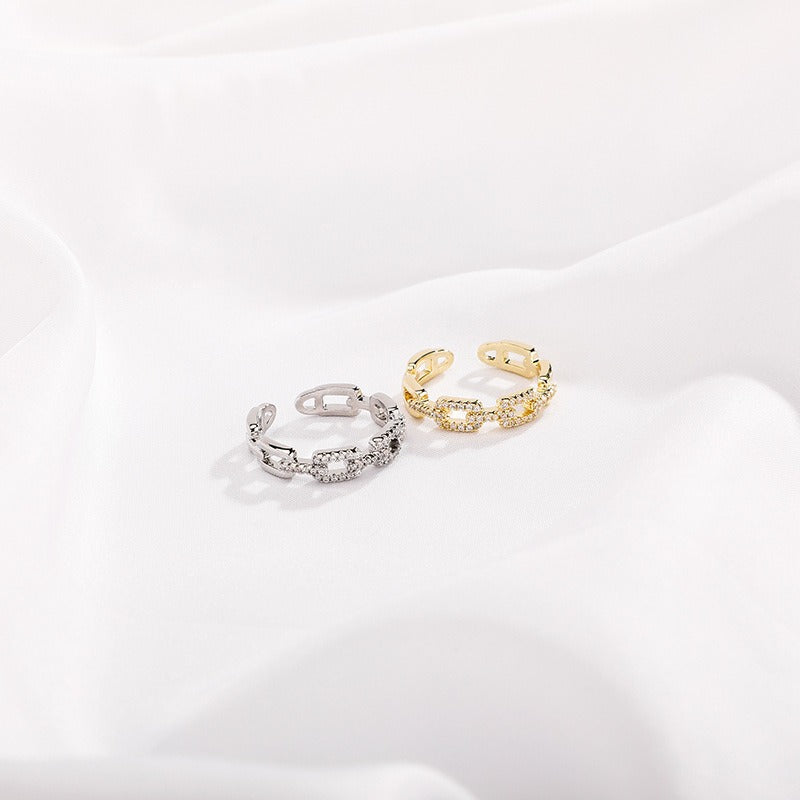 Anillo Doble Capa Hueca con Letras y Cuentas