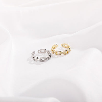 Anillo Doble Capa Hueca con Letras y Cuentas