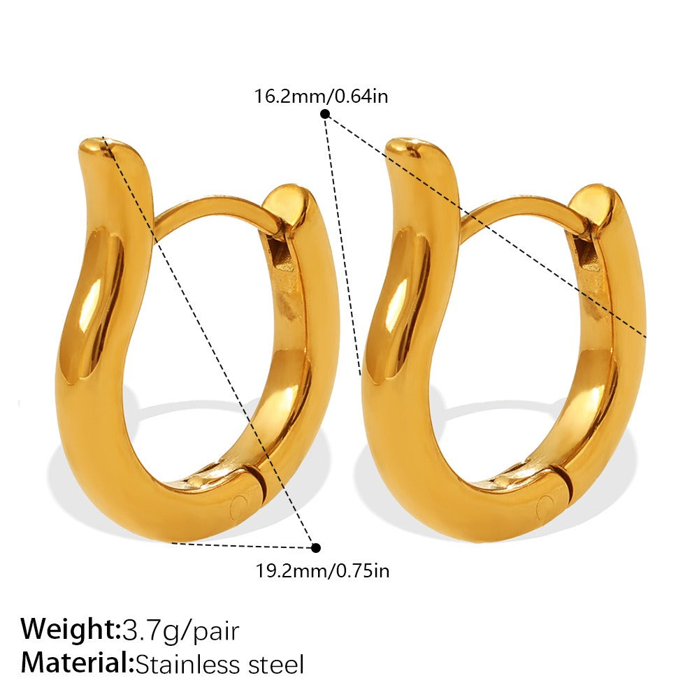 Aretes Geométricos en Forma de U y Triángulo - Diseño de Sol Resistente al Desvanecimiento en Dorado