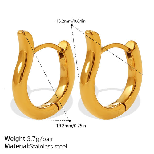 Aretes Geométricos en Forma de U y Triángulo - Diseño de Sol Resistente al Desvanecimiento en Dorado