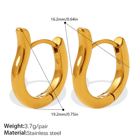 Aretes Geométricos en Forma de U y Triángulo - Diseño de Sol Resistente al Desvanecimiento en Dorado