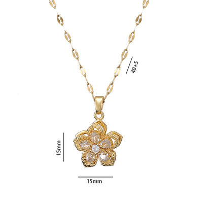 Collar con Colgante Giratorio de Flor con Brillantes